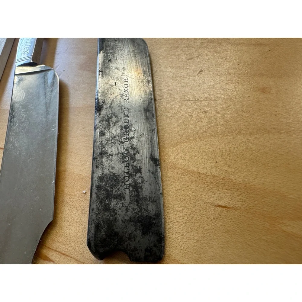 Vintage Straight Razor Lot Sheffield Steel Yellow Marbled & Black Handle Razors